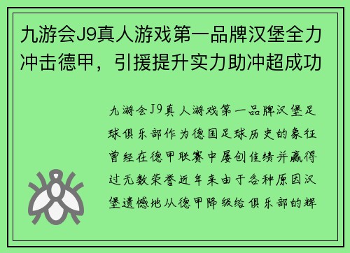 九游会J9真人游戏第一品牌汉堡全力冲击德甲，引援提升实力助冲超成功